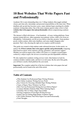 10 Best Websites That Write Papers Fast and Professionally