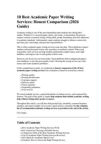 10 Best Academic Paper Writing Services Honest Comparison