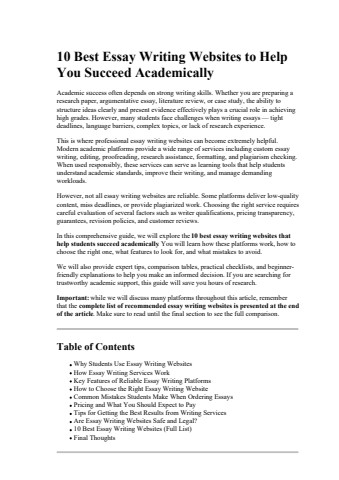 10 Best Essay Writing Websites to Help You Succeed Academically