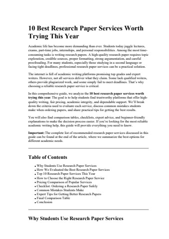 10 Best Research Paper Services Worth Trying This Year