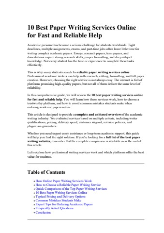 10 Best Paper Writing Services Online for Fast and Reliable Help
