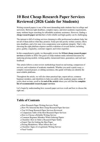 10 Best Cheap Research Paper Services Reviewed