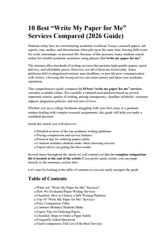 10 Best Write My Paper for Me Services Compared