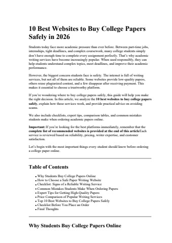 10 Best Websites to Buy College Papers Safely