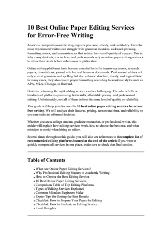 10 Best Online Paper Editing Services for ErrorFree Writing