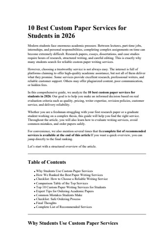 10 Best Custom Paper Services for Students in 2026