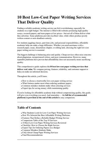 10 Best LowCost Paper Writing Services That Deliver Quality