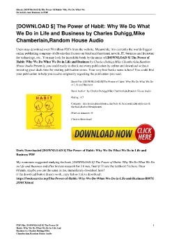 [DOWNLOAD $] The Power of Habit: Why We Do What We Do in Life and Business by Charles Duhigg,Mike Chamberlain,Random House Audio