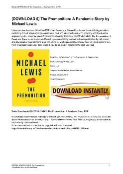 [DOWNLOAD $] The Premonition: A Pandemic Story by Michael Lewis