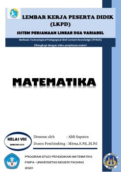 LKPD SISTEM PERSAMAAN LINEAR DUA VARIABEL