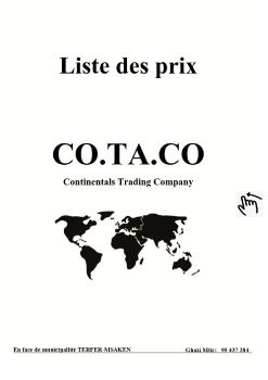 Liste des prix CO.TA.CO