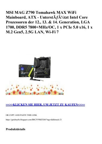 1564 msi mag z790 tomahawk max wifi mainboard  atx - unterstãƒâ¼tzt intel core prozessoren der 12