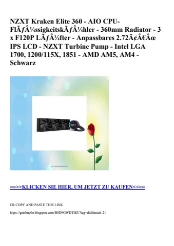 5008 nzxt kraken elite 360 - aio cpu-flãƒâ¼ssigkeitskãƒâ¼hler - 360mm radiator - 3 x f120p lãƒâ¼fter - a
