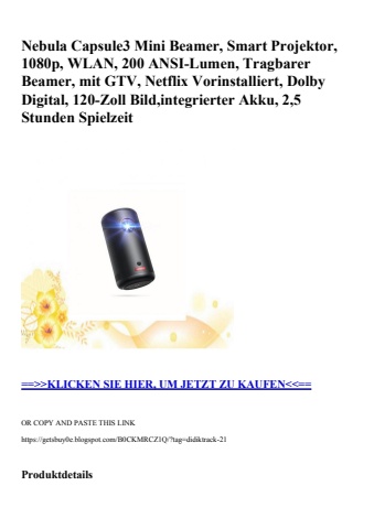 4813 nebula capsule3 mini beamer  smart projektor  1080p  wlan  200 ansi-lumen  tragbarer beamer  mit gt