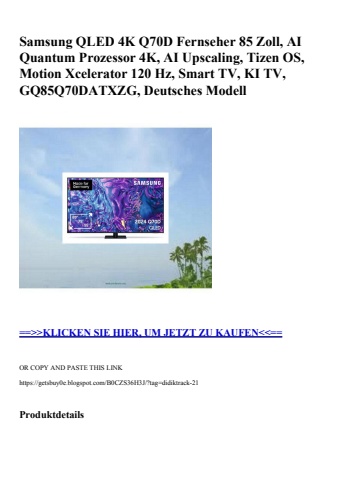 6149 samsung qled 4k q70d fernseher 85 zoll  ai quantum prozessor 4k  ai upscaling  tizen os  motion xce