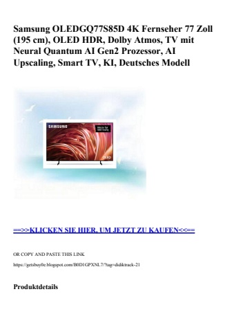 9964 samsung oledgq77s85d 4k fernseher 77 zoll  195 cm   oled hdr  dolby atmos  tv mit neural quantum ai