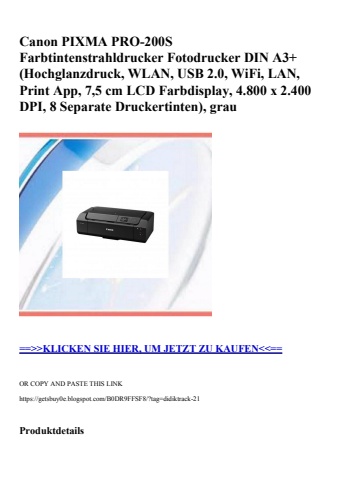 4188 canon pixma pro-200s farbtintenstrahldrucker fotodrucker din a3   hochglanzdruck  wlan  usb 2