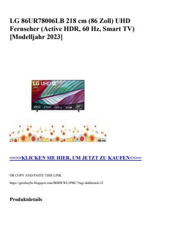 4334 lg 86ur78006lb 218 cm  86 zoll  uhd fernseher  active hdr  60 hz  smart tv   modelljahr 2023