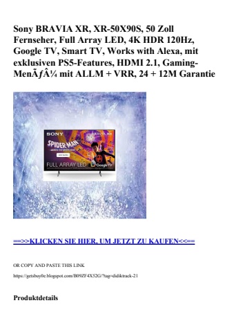 1353 sony bravia xr  xr-50x90s  50 zoll fernseher  full array led  4k hdr 120hz  google tv  smart tv  wo
