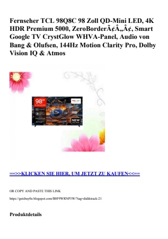 7460 fernseher tcl 98q8c 98 zoll qd-mini led  4k hdr premium 5000  zeroborderã¢â„â¢  smart google tv cry