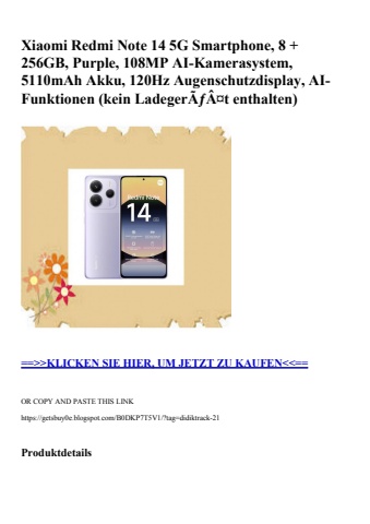 8542 xiaomi redmi note 14 5g smartphone  8   256gb  purple  108mp ai-kamerasystem  5110mah akku  120hz a