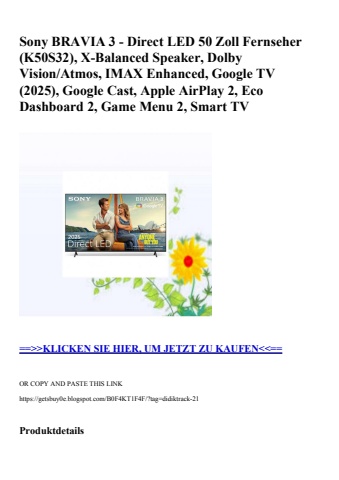 2951 sony bravia 3 - direct led 50 zoll fernseher  k50s32   x-balanced speaker  dolby vision atmos  imax