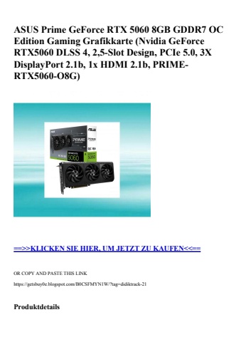 0350 asus prime geforce rtx 5060 8gb gddr7 oc edition gaming grafikkarte  nvidia geforce rtx5060 dlss 4