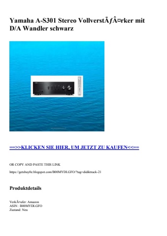 6548 yamaha a-s301 stereo vollverstãƒâ¤rker mit d a wandler schwarz