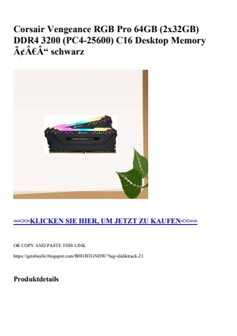 9621 corsair vengeance rgb pro 64gb  2x32gb  ddr4 3200  pc4-25600  c16 desktop memory ã¢â€â“ schwarz