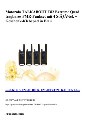 4544 motorola talkabout t82 extreme quad tragbares pmr-funkset mit 4 stãƒâ¼ck   geschenk-klebepad in bla