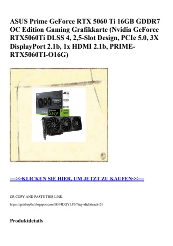2661 asus prime geforce rtx 5060 ti 16gb gddr7 oc edition gaming grafikkarte  nvidia geforce rtx5060ti d