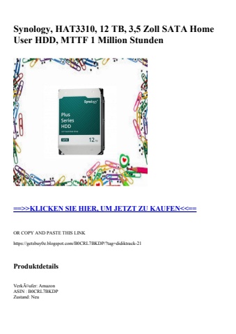 1428 synology  hat3310  12 tb  3 5 zoll sata home user hdd  mttf 1 million stunden