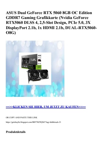 9123 asus dual geforce rtx 5060 8gb oc edition gddr7 gaming grafikkarte  nvidia geforce rtx5060 dlss 4