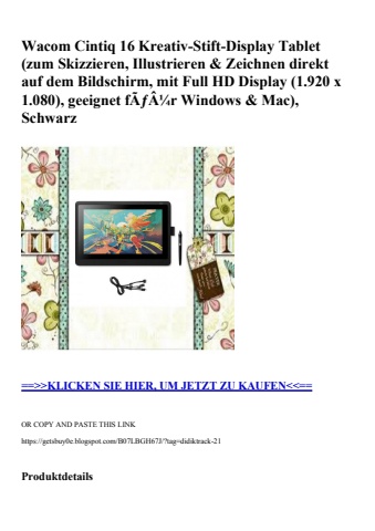 2065 wacom cintiq 16 kreativ-stift-display tablet  zum skizzieren  illustrieren   zeichnen direkt auf de