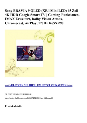 7684 sony bravia 9 qled  xr l mini led  65 zoll 4k hdr google smart tv   gaming-funktionen  imax erweite