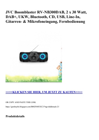 9059 jvc boomblaster rv-nb300dab  2 x 30 watt  dab   ukw  bluetooth  cd  usb  line-in  gitarren-   mikro