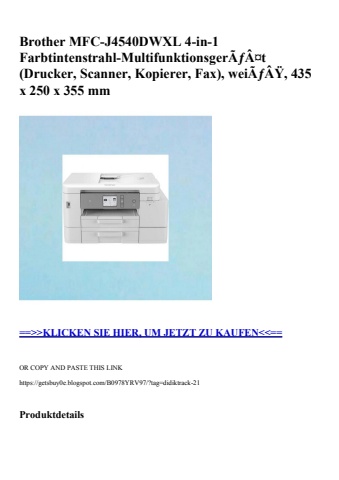 9025 brother mfc-j4540dwxl 4-in-1 farbtintenstrahl-multifunktionsgerãƒâ¤t  drucker  scanner  kopierer  f
