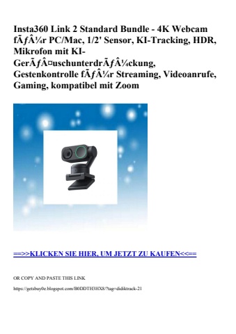 0500 insta360 link 2 standard bundle - 4k webcam fãƒâ¼r pc mac  1 2' sensor  ki-tracking  hdr  mikrofon