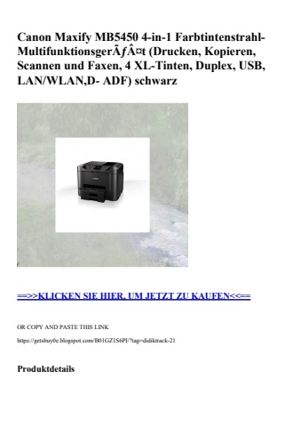 7616 canon maxify mb5450 4-in-1 farbtintenstrahl-multifunktionsgerãƒâ¤t  drucken  kopieren  scannen und