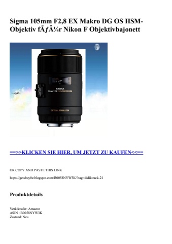 8021 sigma 105mm f2 8 ex makro dg os hsm-objektiv fãƒâ¼r nikon f objektivbajonett