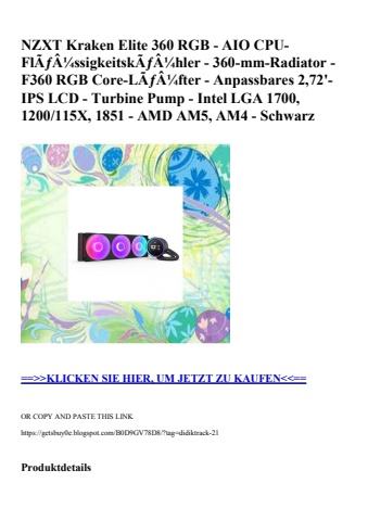 1031 nzxt kraken elite 360 rgb - aio cpu-flãƒâ¼ssigkeitskãƒâ¼hler - 360-mm-radiator - f360 rgb core-lãƒâ