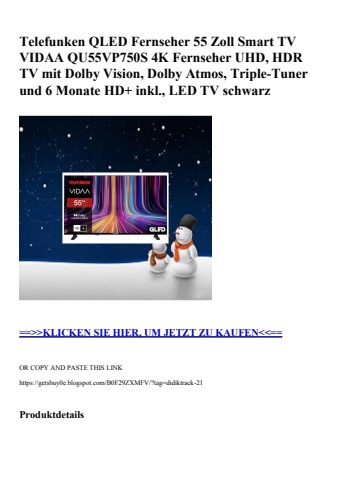 5894 telefunken qled fernseher 55 zoll smart tv vidaa qu55vp750s 4k fernseher uhd  hdr tv mit dolby visi