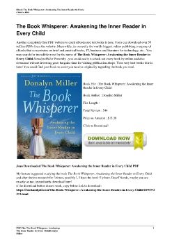 The Book Whisperer: Awakening the Inner Reader in Every ChildDonalyn Miller