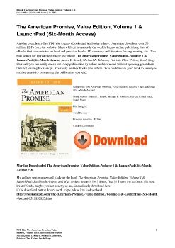 The American Promise, Value Edition, Volume 1 & LaunchPad (Six-Month Access)James L. Roark, Michael P. Johnson, Patricia Cline Cohen, Sarah Stage