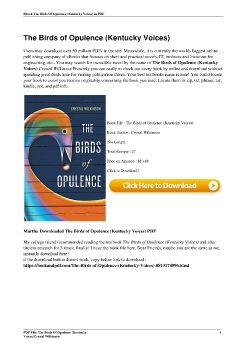 The Birds of Opulence (Kentucky Voices)Crystal Wilkinson