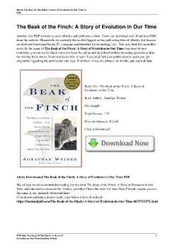 The Beak of the Finch: A Story of Evolution in Our TimeJonathan Weiner