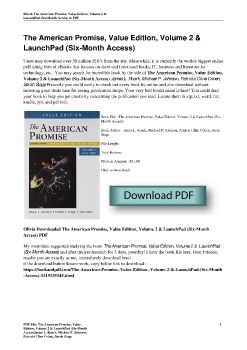 The American Promise, Value Edition, Volume 2 & LaunchPad (Six-Month Access)James L. Roark, Michael P. Johnson, Patricia Cline Cohen, Sarah Stage