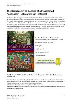 The Caribbean: The Genesis of a Fragmented Nationalism (Latin American Histories)Franklin W. Knight