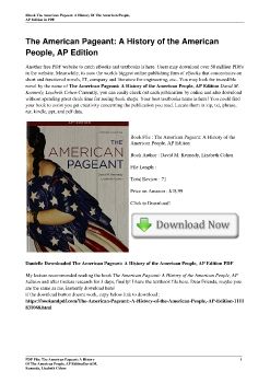 The American Pageant: A History of the American People, AP EditionDavid M. Kennedy, Lizabeth Cohen