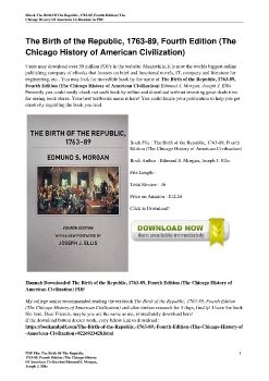 The Birth of the Republic, 1763-89, Fourth Edition (The Chicago History of American Civilization)Edmund S. Morgan, Joseph J. Ellis